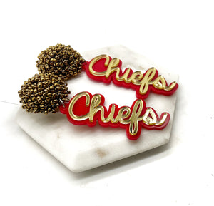 Chiefs Pom Acrylic Earrings