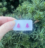 Pink Glitter Christmas Tree Stud Acrylic Earrings