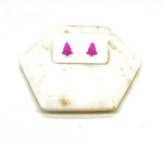 Pink Glitter Christmas Tree Stud Acrylic Earrings