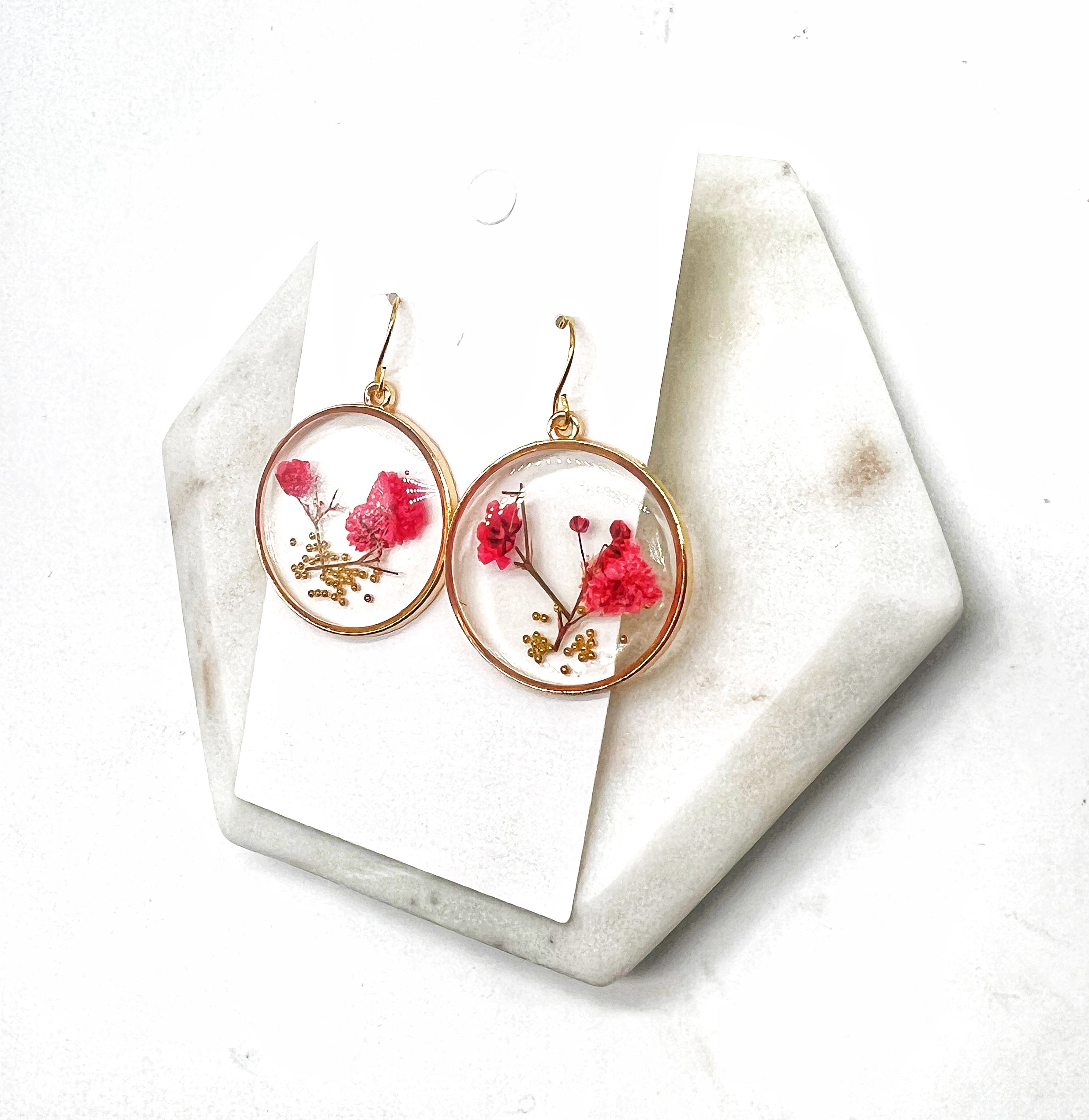 Red Pressed Flower Earrings