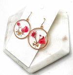 Red Pressed Flower Earrings