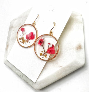 Red Pressed Flower Earrings