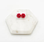 Red Christmas Bow Stud Earrings