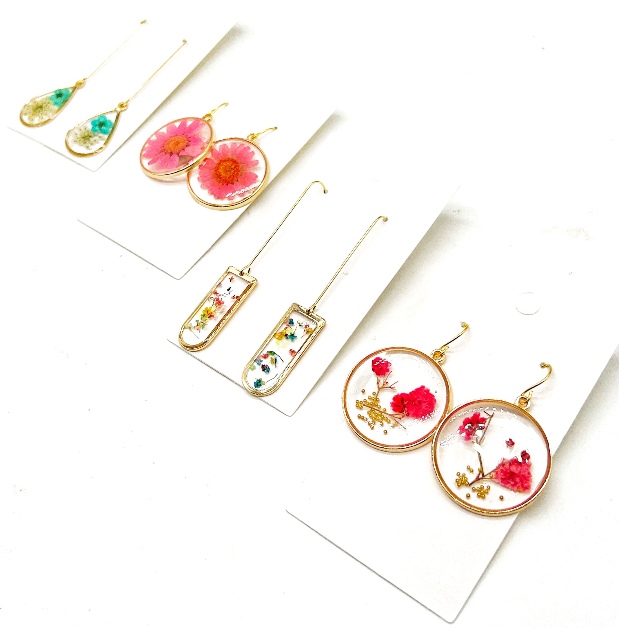 Red Pressed Flower Earrings