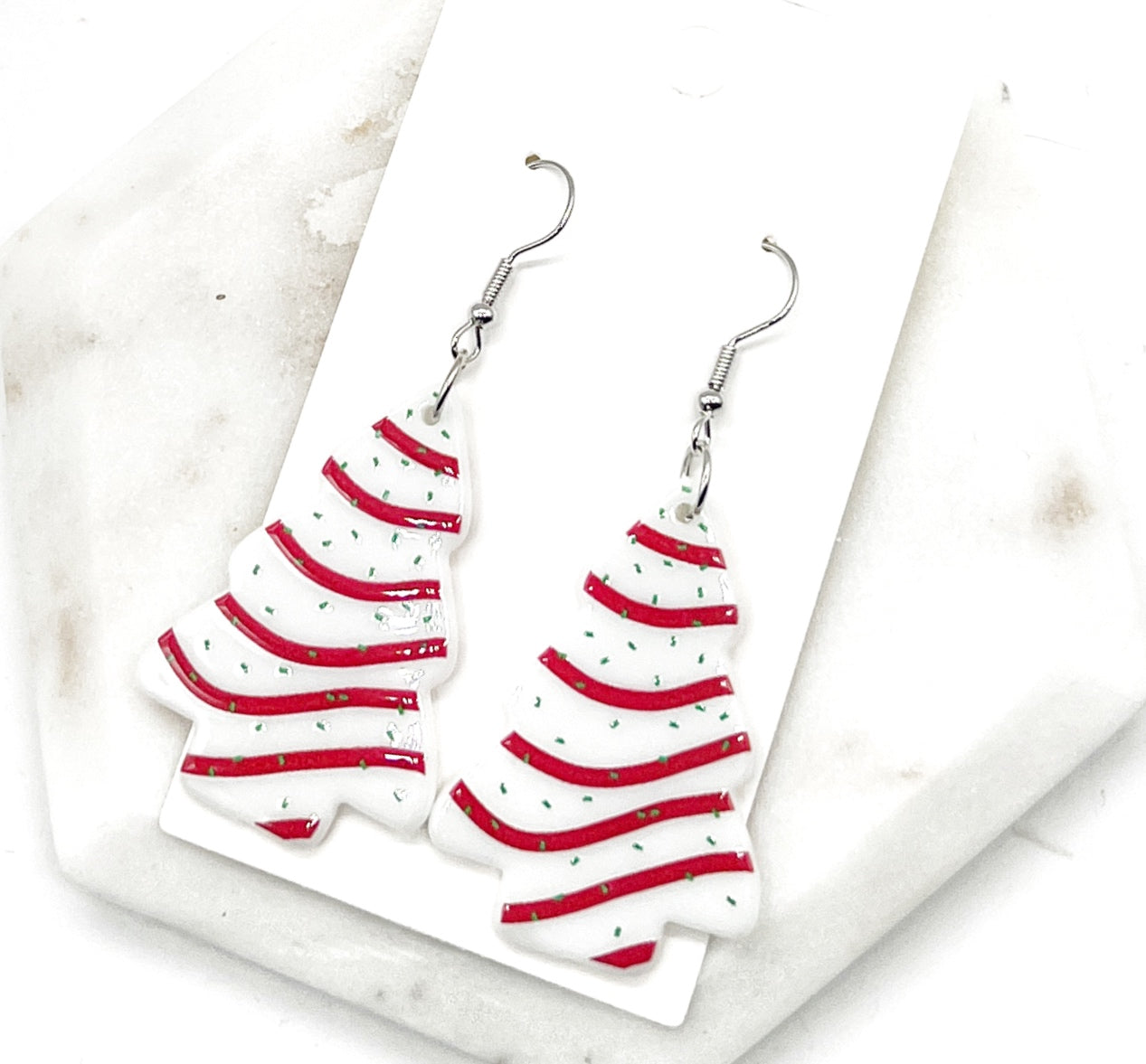 Christmas Tree Cake Acrylic Earrings