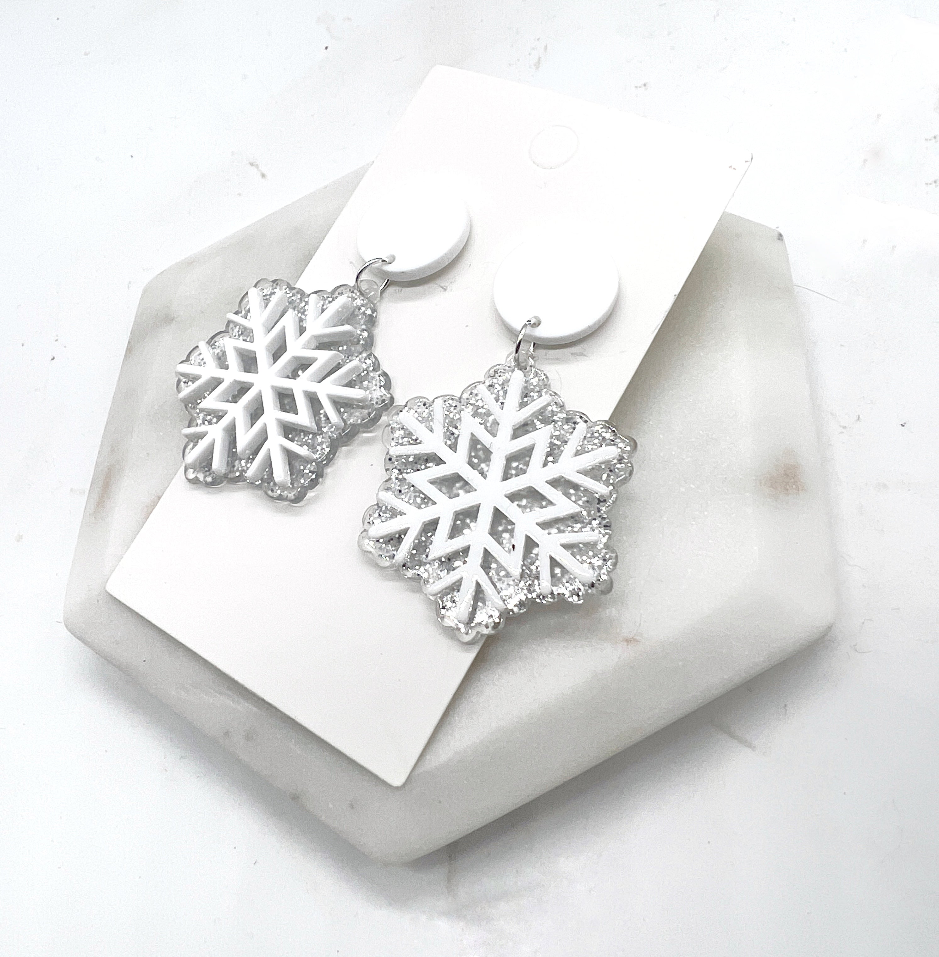 Snowflake Glitter Acrylic Earrings