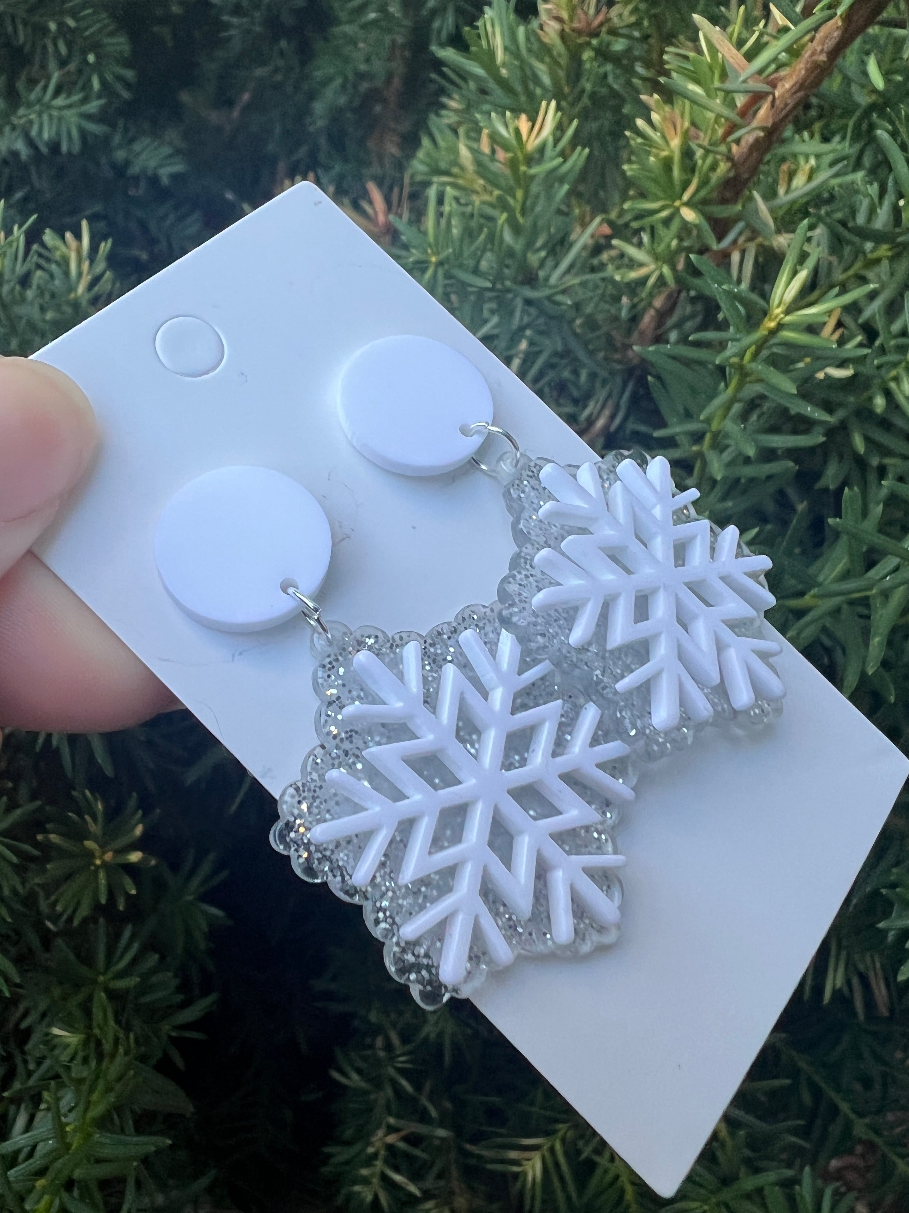 Snowflake Glitter Acrylic Earrings