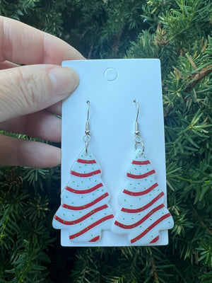 Christmas Tree Cake Acrylic Earrings