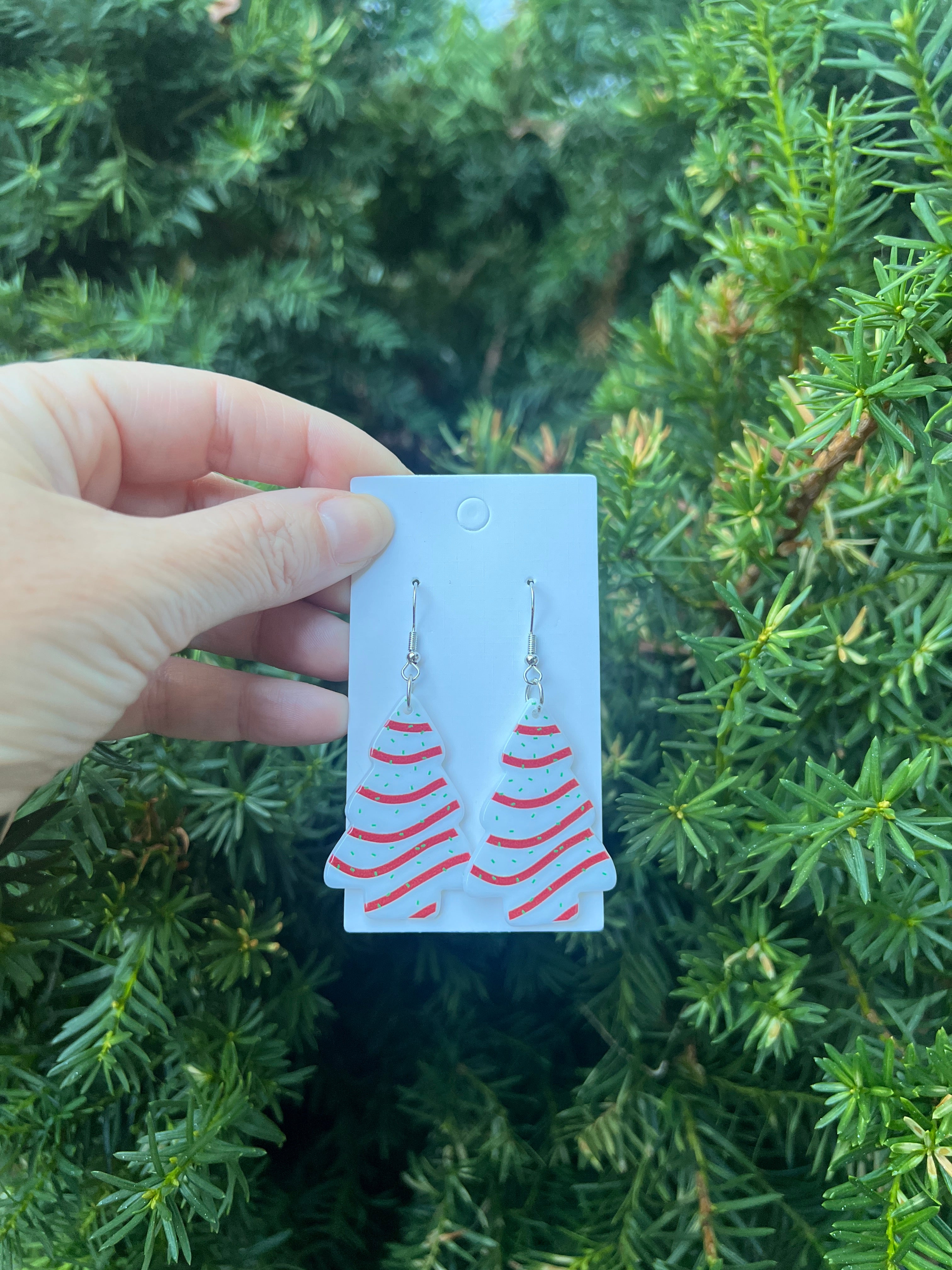 Christmas Tree Cake Acrylic Earrings