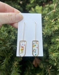 Multi-Color Pressed Flower Drop Earrings