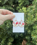 Red Pressed Flower Earrings