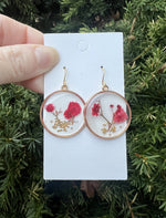 Red Pressed Flower Earrings