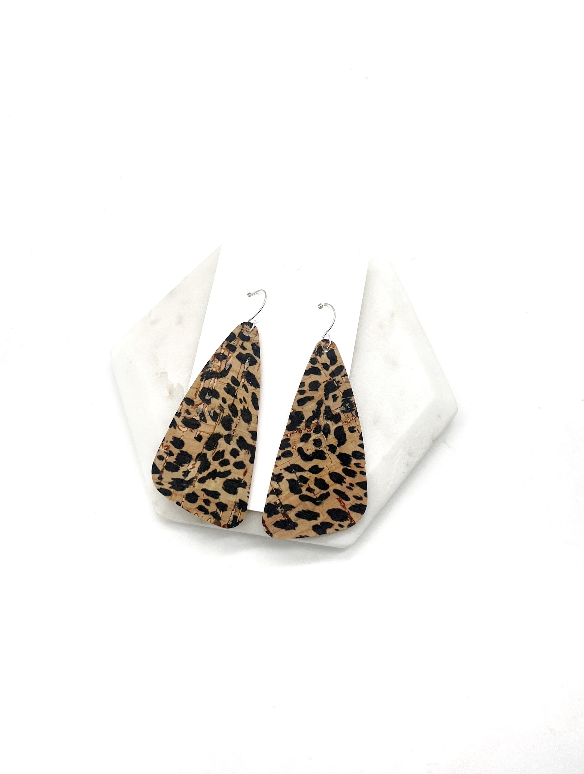 Leopard Corkleather Accent Earrings