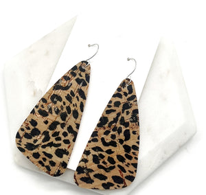 Leopard Wedge Corkleather Earrings