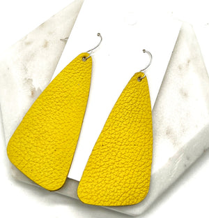 Yellow Wedge Leather Earrings