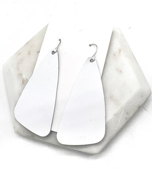 White Leather Accent Earrings