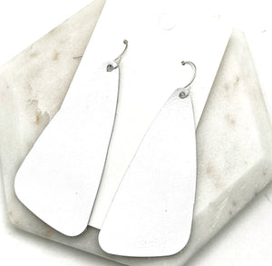 White Leather Accent Earrings