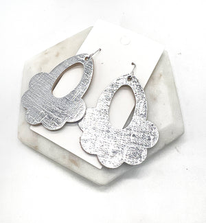 Silver Flourish CorkLeather Earrings