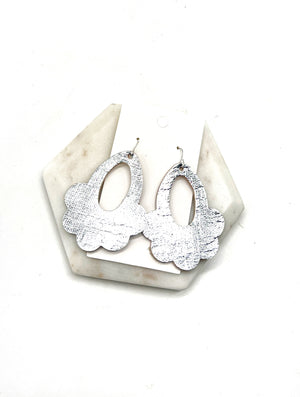 Silver Flourish CorkLeather Earrings