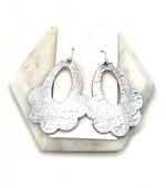 Silver Flourish CorkLeather Earrings