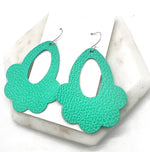 Seafoam Green Flourish Leather Earrings