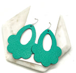 Green Flourish Leather Earrings