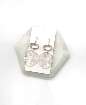 Pink Ariel Iridescent Acrylic Gem Earrings