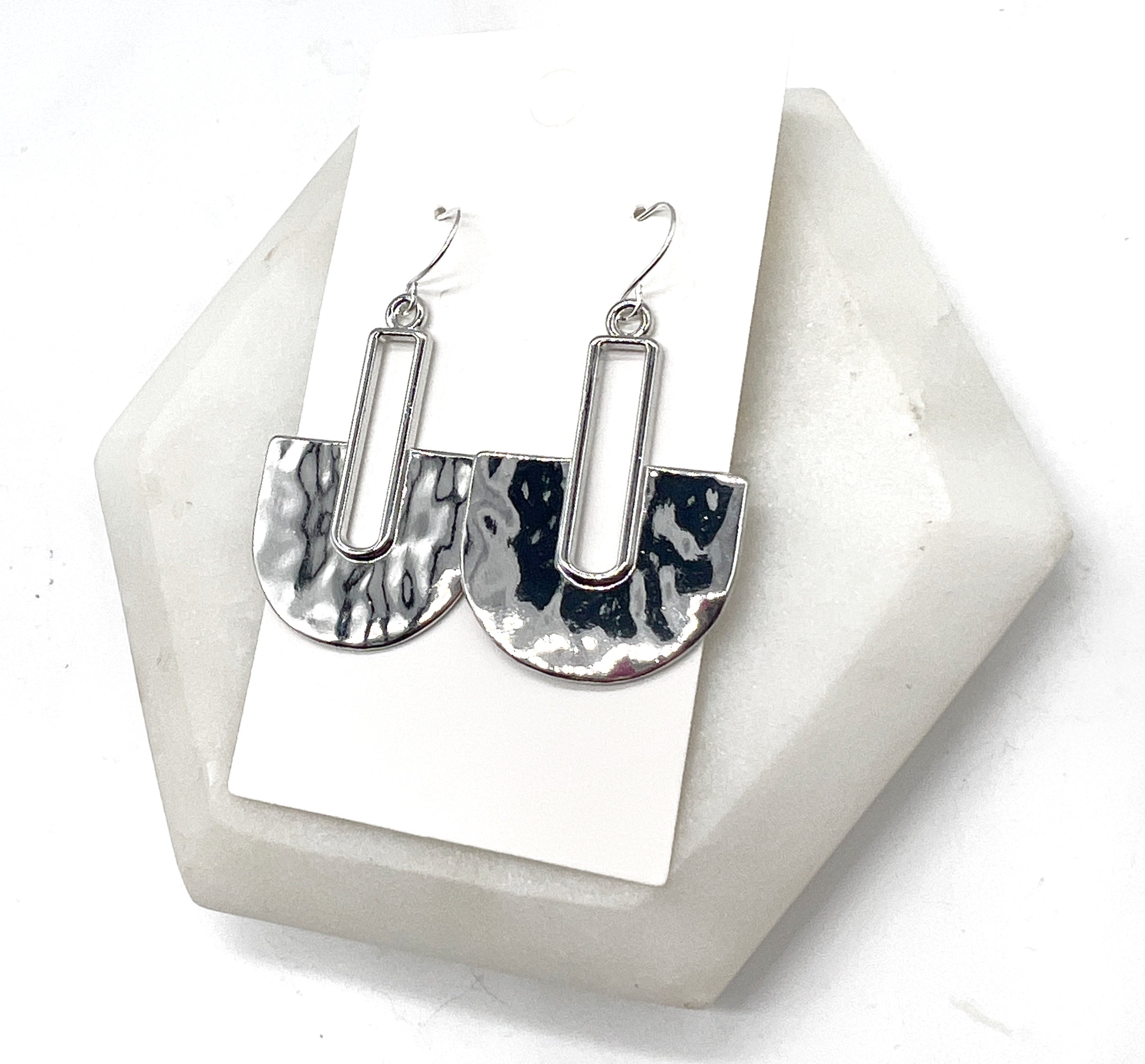 Silver Pendant Metal Earrings