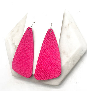 Hot Pink Leather Accent Earrings