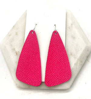 Hot Pink Leather Accent Earrings