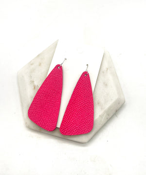 Hot Pink Leather Accent Earrings