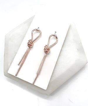 Rose Gold Knot Metal Earrings