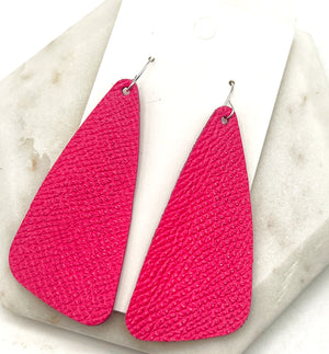 Hot Pink Leather Accent Earrings