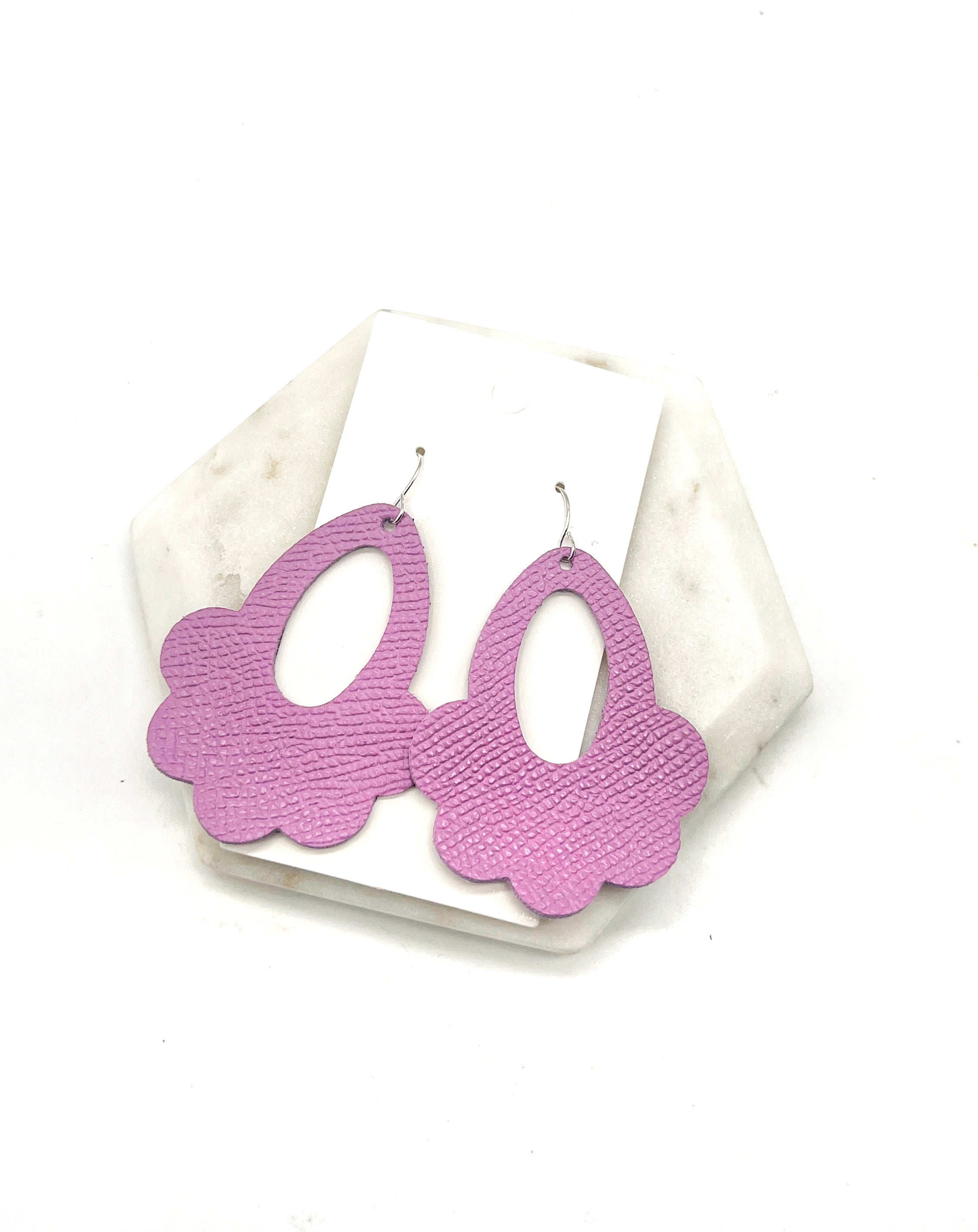Lilac Flourish Leather Earrings