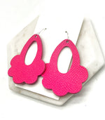 Hot Pink Flourish Leather Earrings