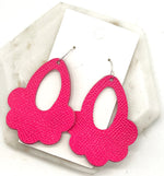 Hot Pink Flourish Leather Earrings