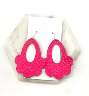 Hot Pink Flourish Leather Earrings