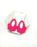 Hot Pink Flourish Leather Earrings