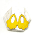 Yellow Flourish Leather Earrings