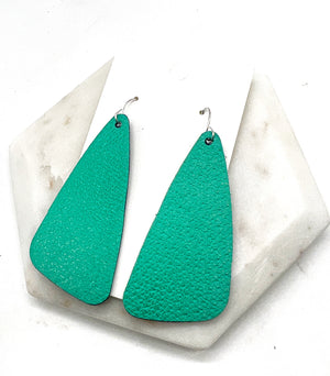 Green Leather Accent Earrings