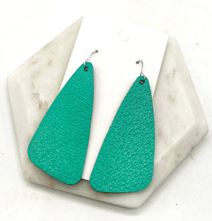 Green Leather Accent Earrings