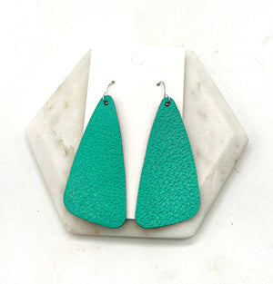 Green Leather Accent Earrings