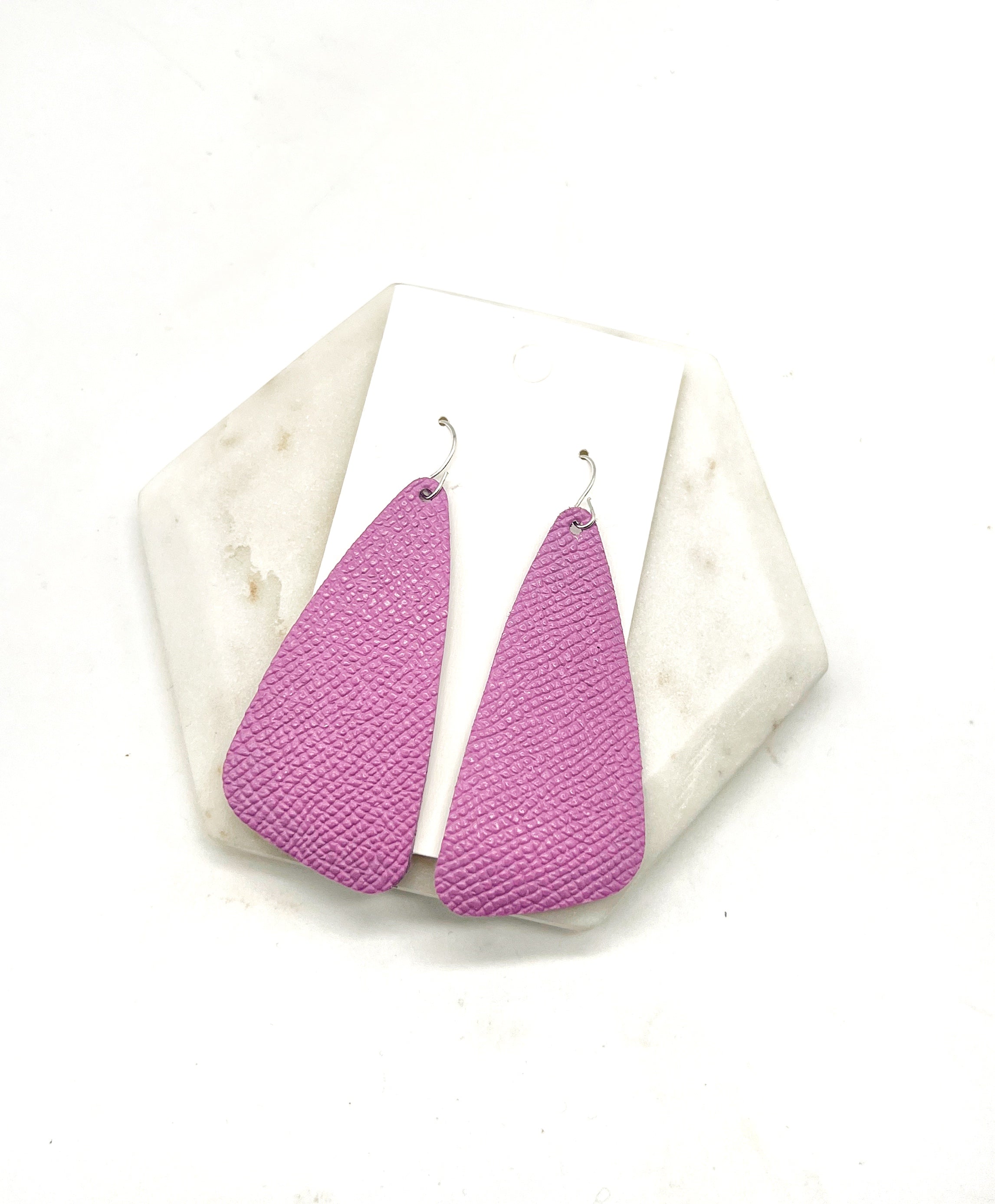 Lilac Wedge Leather Earrings