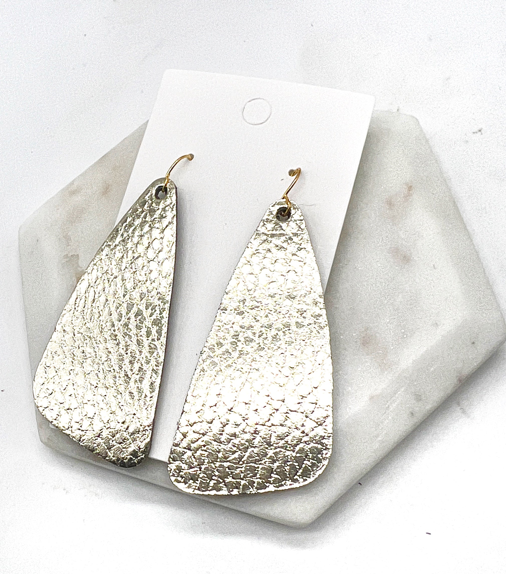 Gold Leather Accent Earrings