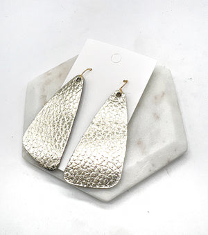 Gold Leather Accent Earrings