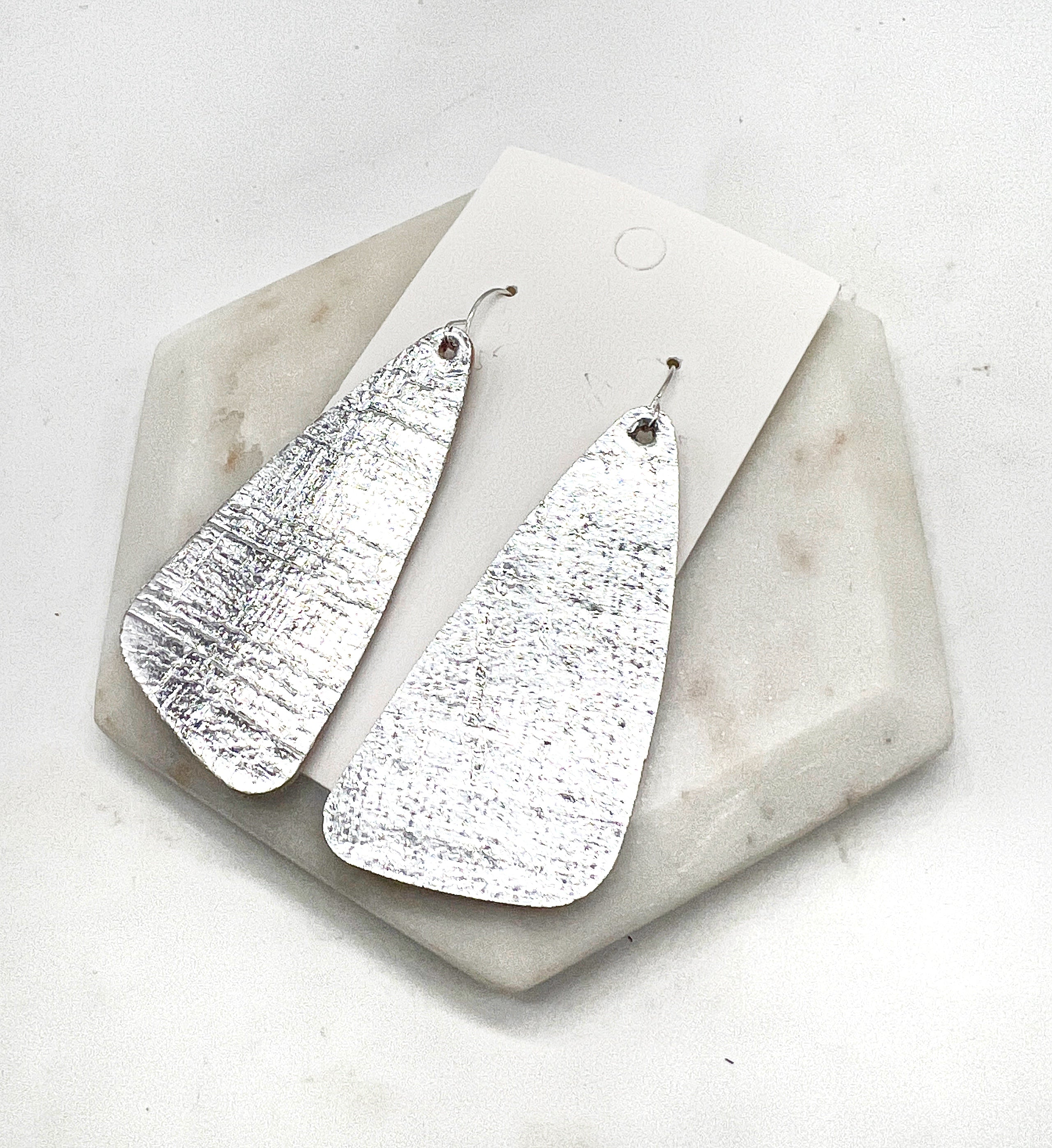 Silver Corkleather Accent Earrings