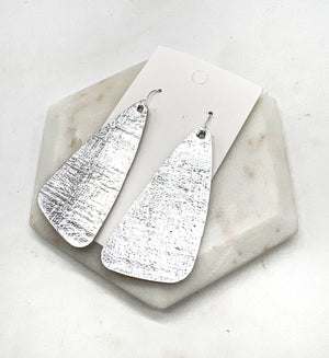 Silver Corkleather Accent Earrings