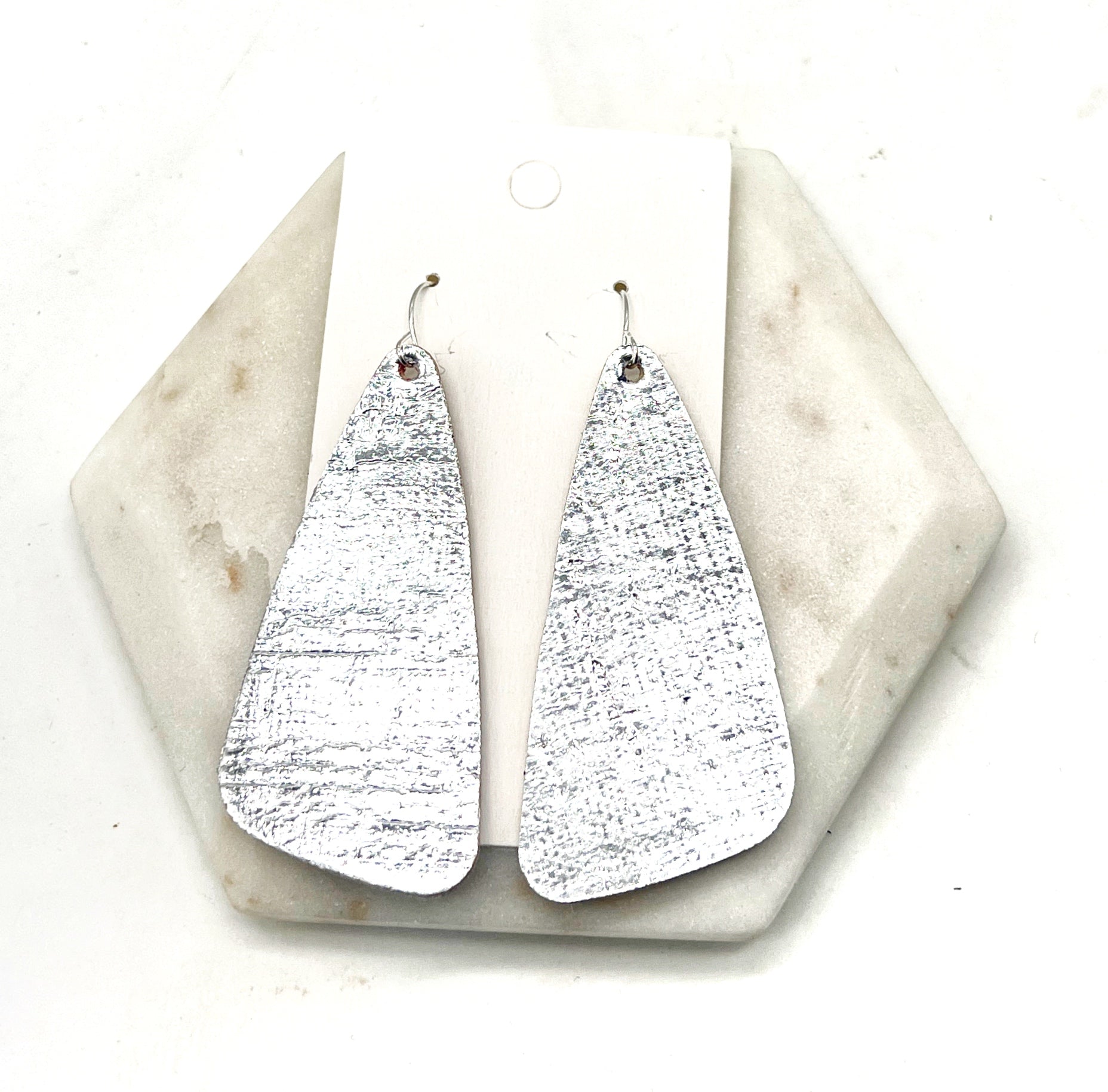 Silver Corkleather Accent Earrings