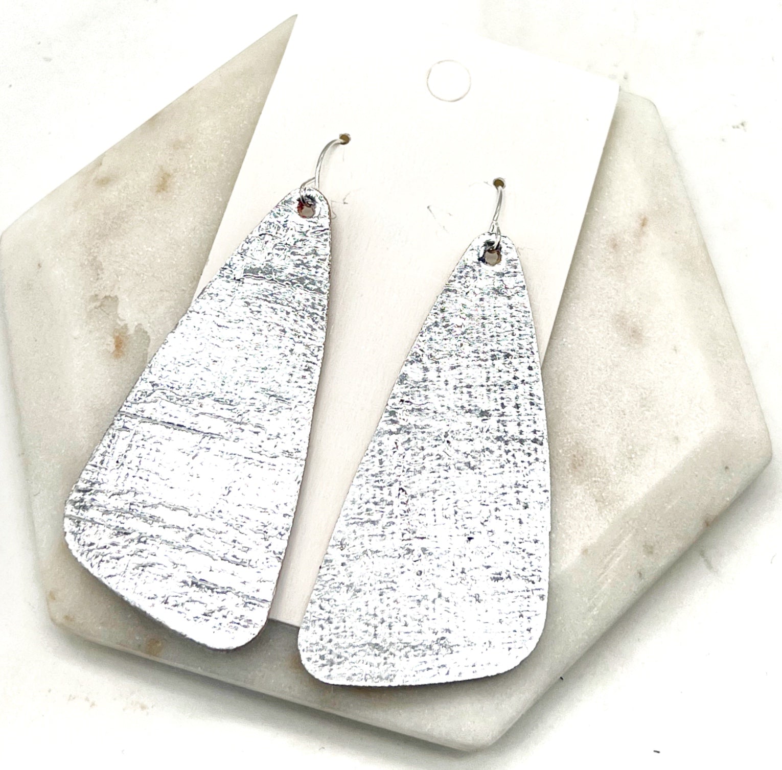 Silver Corkleather Accent Earrings