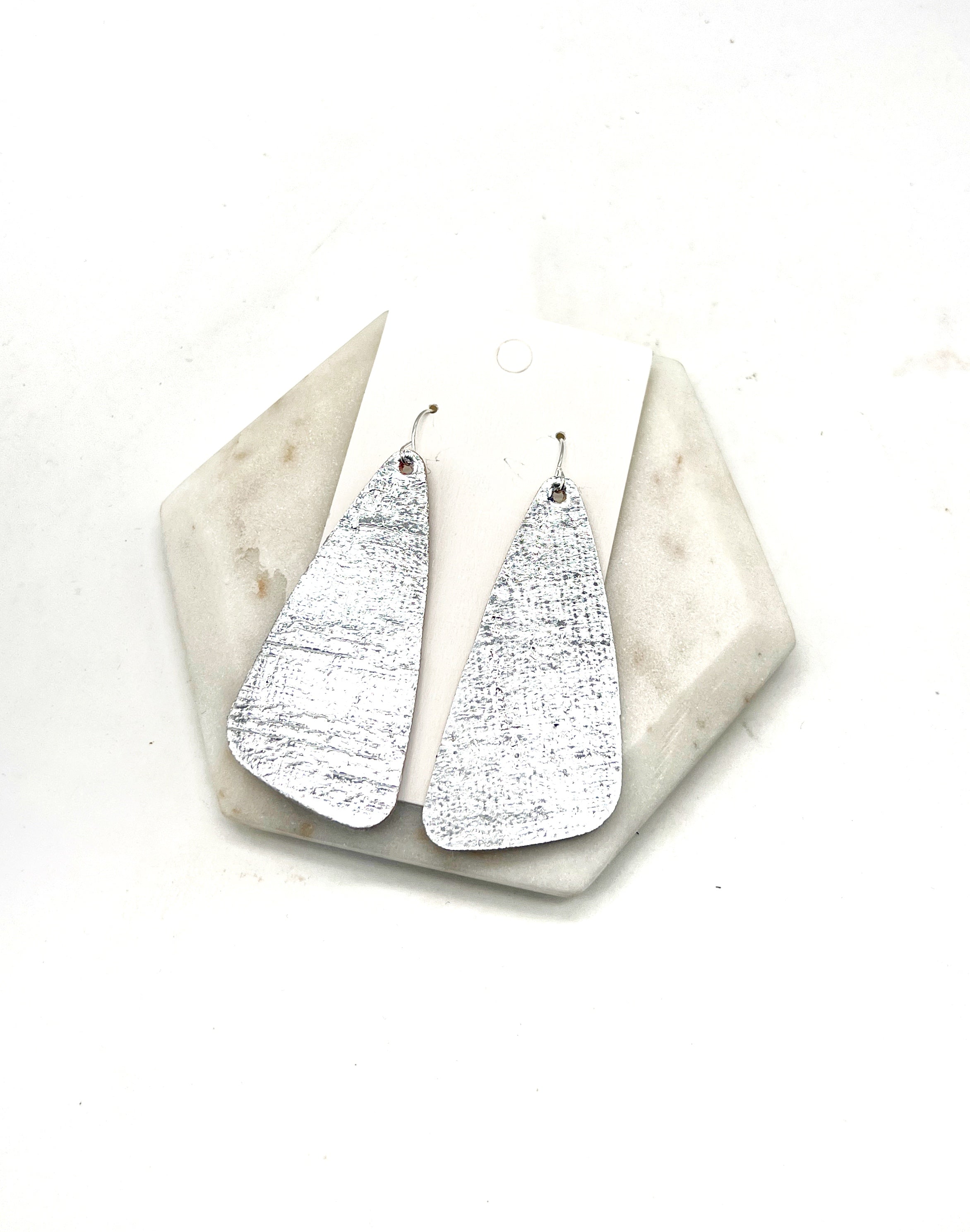 Silver Corkleather Accent Earrings